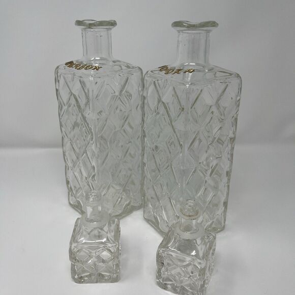 2x Vintage Thatcher Glass Diamond Pattern Liquor Decanter 1962, Bourbon & Vodka - Picture 10 of 16